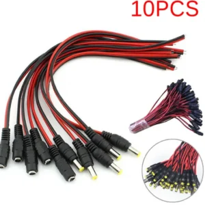 10pcs/Lot 2.1×5.5 Mm Male Female Plug 12V Dc Power Pigtail Cable Jack for Cctv Camera Connector Tail Extension 12V DC Wire